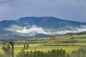 Entire Steamboat Mountain in Summer mist